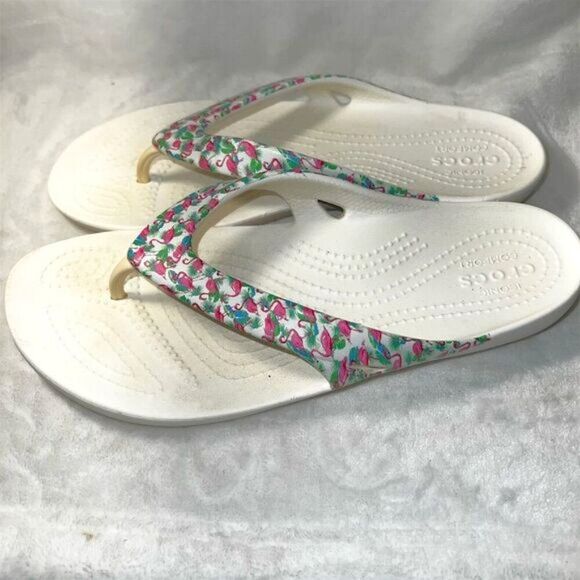 Crocs Women's Kadee II Flamingo Flip Flops Sandals Size 7 Multicolor - Picture 4 of 8